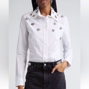 RABANNE Crystal-embellished Poplin Button Down Shirt